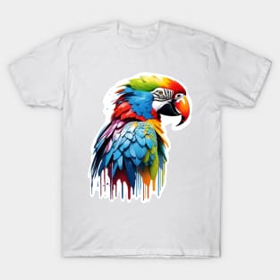 Parrot Head Dripping Rainbow Graffiti T-Shirt